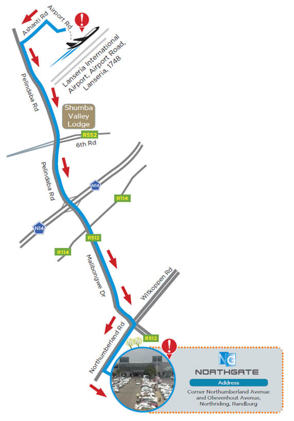 Northgate Shopping Centre Map Map (From Lanseria) | Northgate Shopping Centre